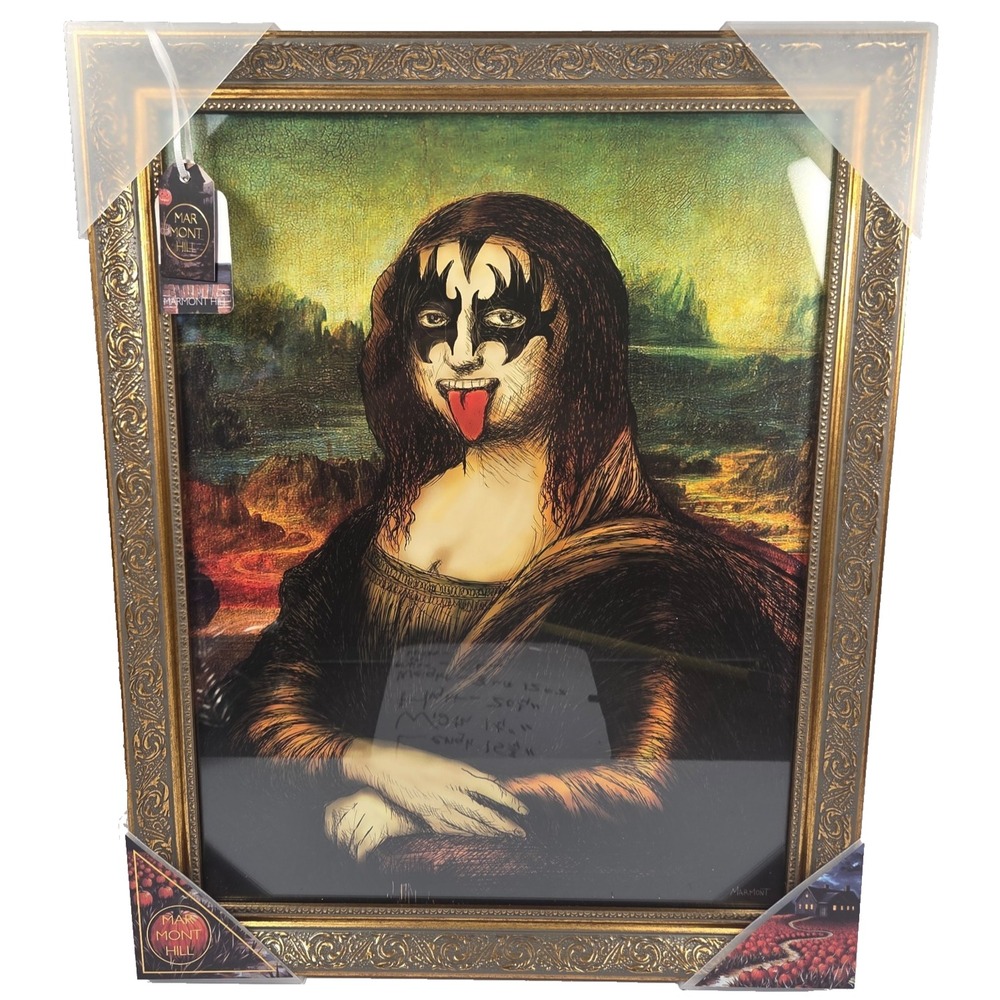 Marmont Hill Mona Lisa KISS Halloween Framed Wall Art 20.5 Inch Gothic Decor